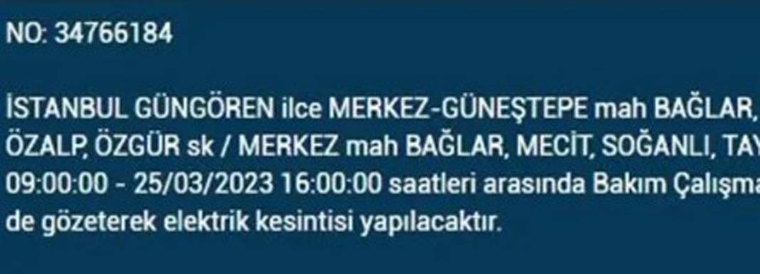 İstanbullular dikkat! Yarın bu ilçelerde elektrikler kesilecek 11